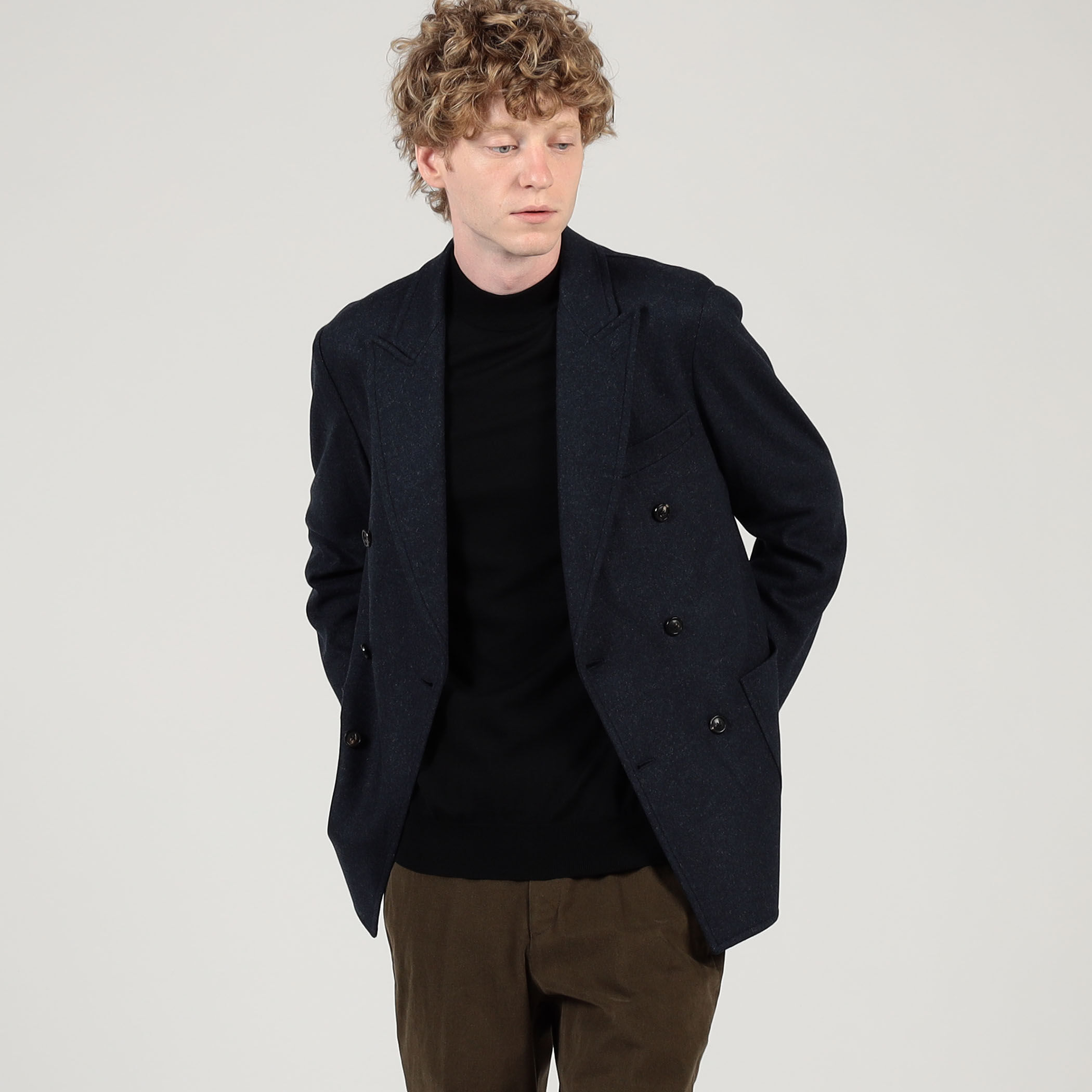 カシミヤジャージー ダブルブレステッド6Bジャケット BRESCHI