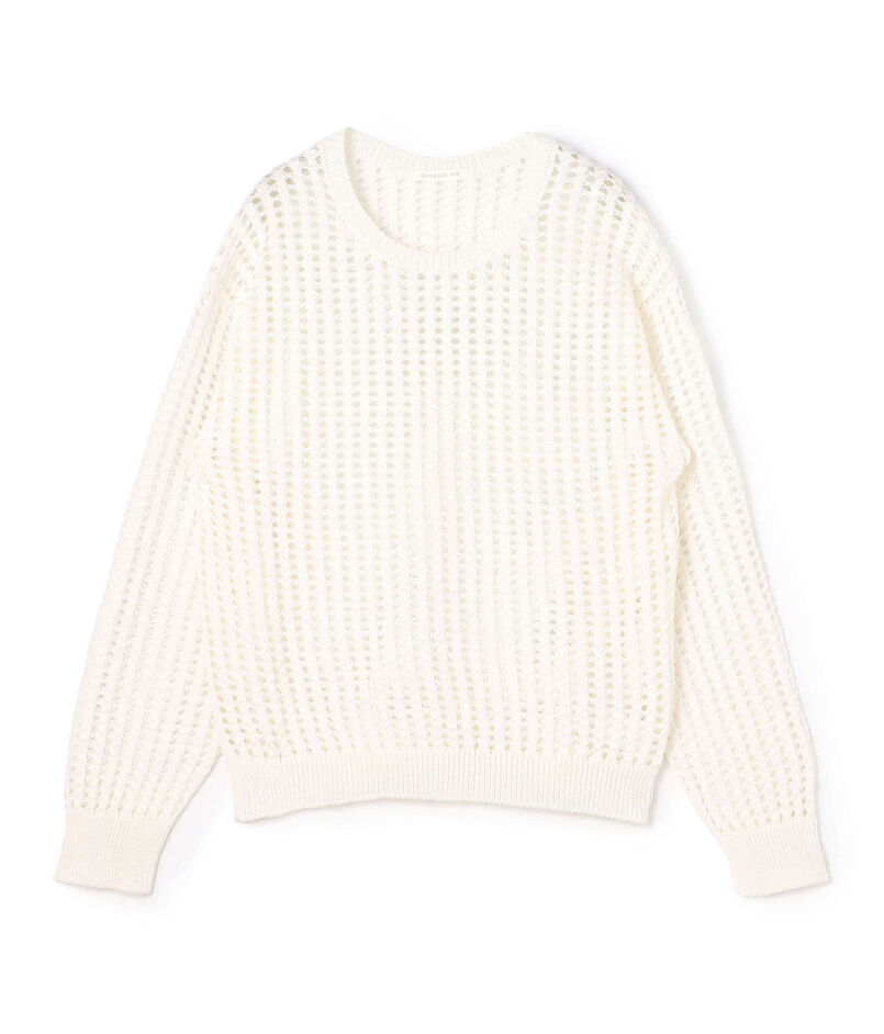 オープンワークコットン クルーネックプルオーバー