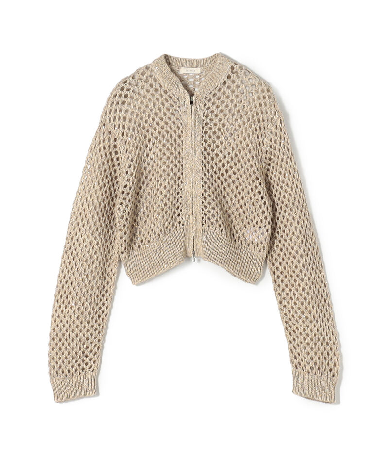 リネンポリエステルコットンリリヤーン クロップドブルゾン