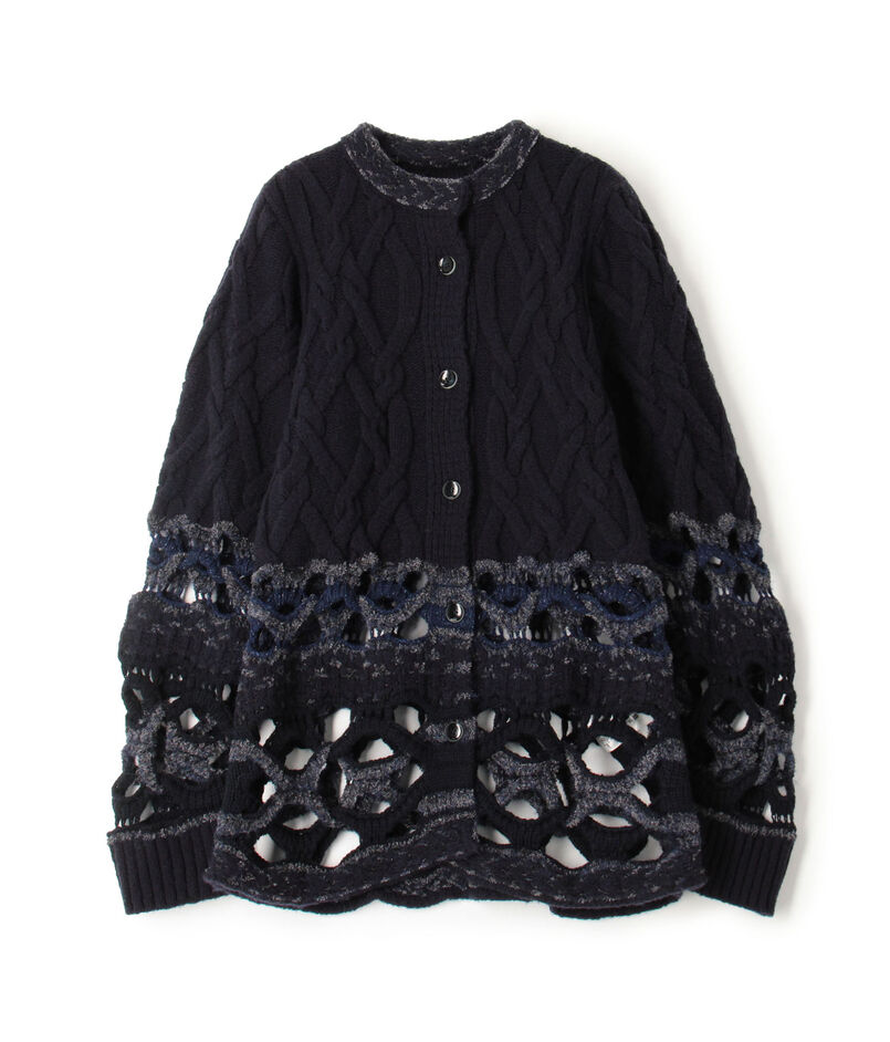 Mame Kurogouchi Combination Knitted Cardigan