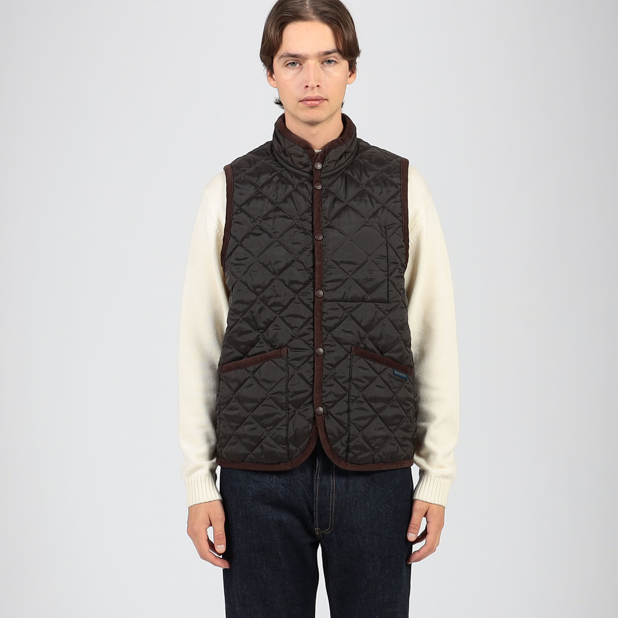 AIMÉ LEON DORE ブラック キルティングベスト M LAVENHAM Mickfield Mens 22 Rc ポリエステル キルティングベスト