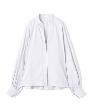 【WEB先行予約】 コットンストレッチポプリン ボリュームスリーブブラウス