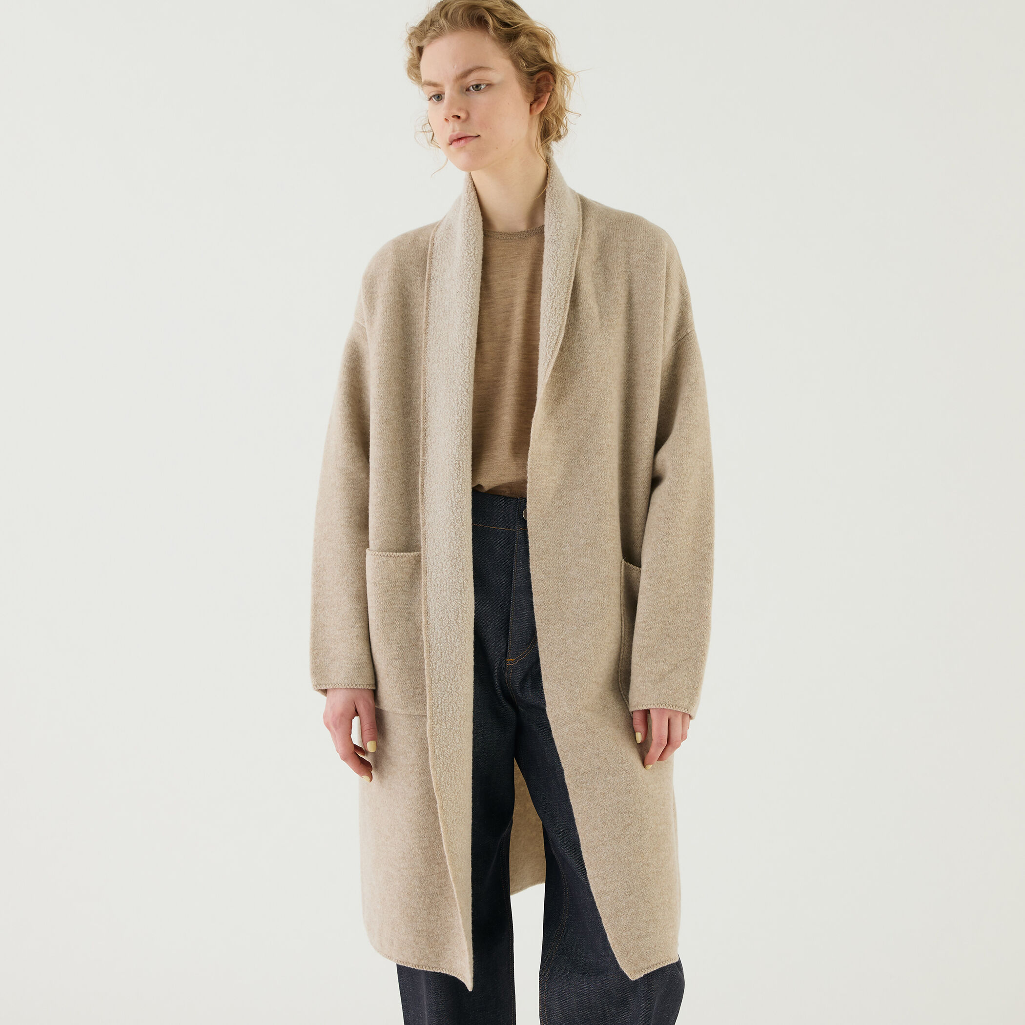 Theory カシミヤ ダブルフェイス ベルテッド ロングコート ショールカラー 公式 ストアファッション - Theory カシミヤ ダブルフェイス