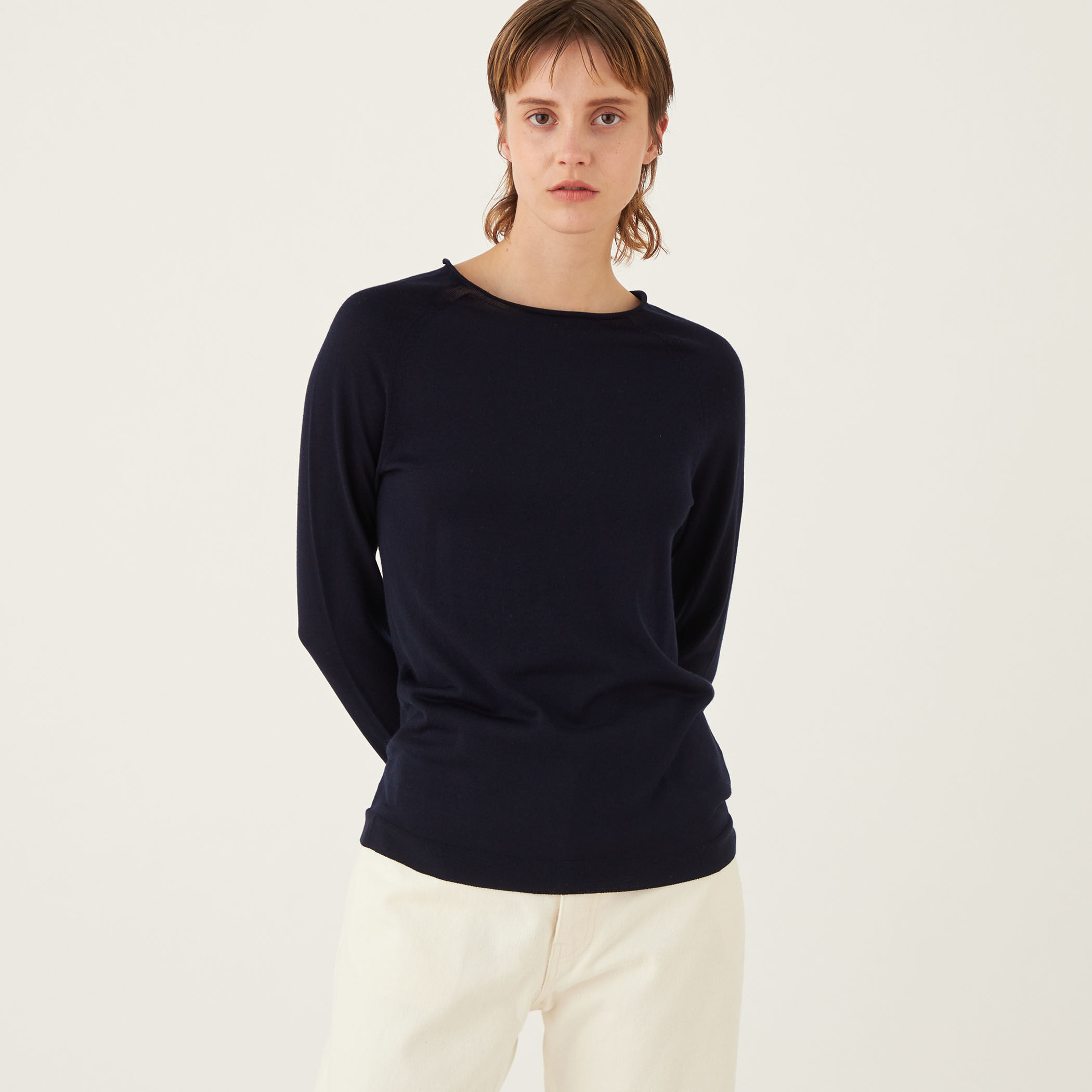TOMORROWLAND tricot シルクコットン モックネックプルオーバー ウォッシャブルシルク クルーネックプルオーバー