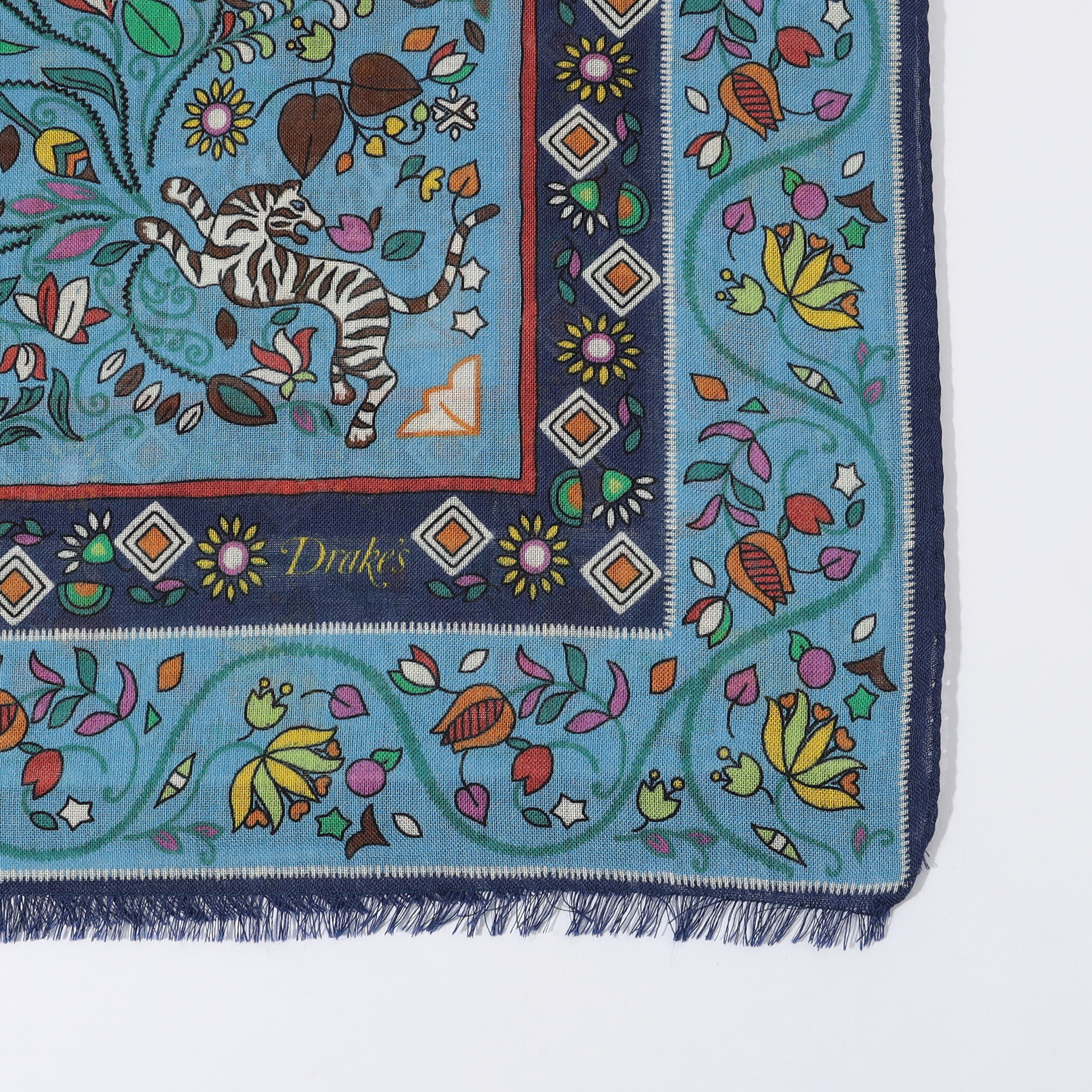 Drake's TIGER GARDEN PRINTED SCARF ウールシルクプリントスカーフ