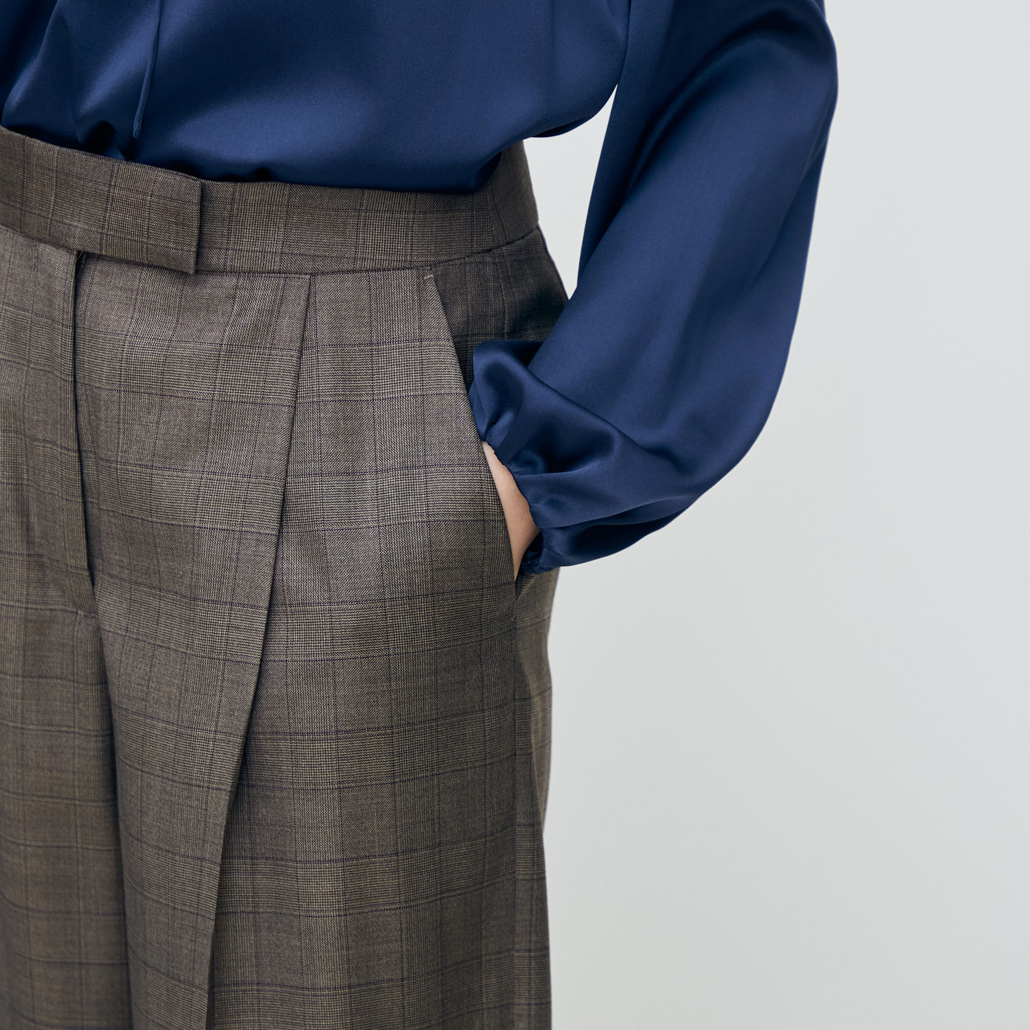 365 GLEN CHECK タックワイドパンツ｜トゥモローランド 公式通販