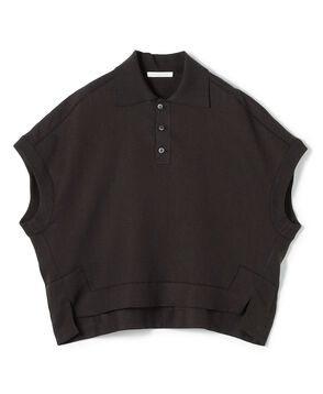 【WEB先行予約】リブコンビフレンチリネン ポロカラーブラウス