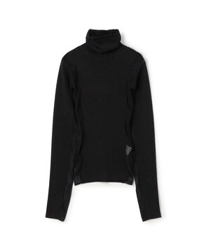 diotima Merino Mesh Stripe メッシュコンビ タートルネックニット