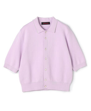コットンカシミヤ パールポロカーディガン