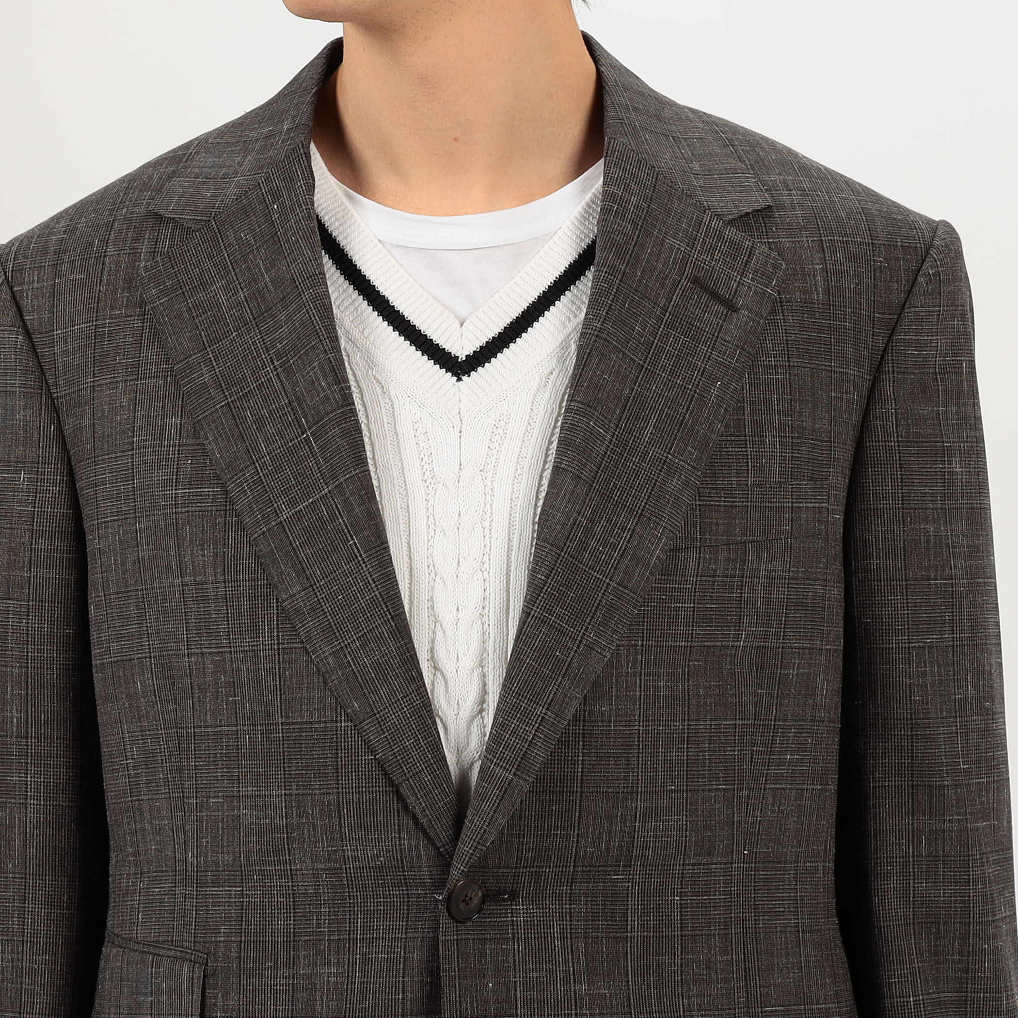 ウールシルクリネン シングルブレステッド2Bジャケット ROGNA