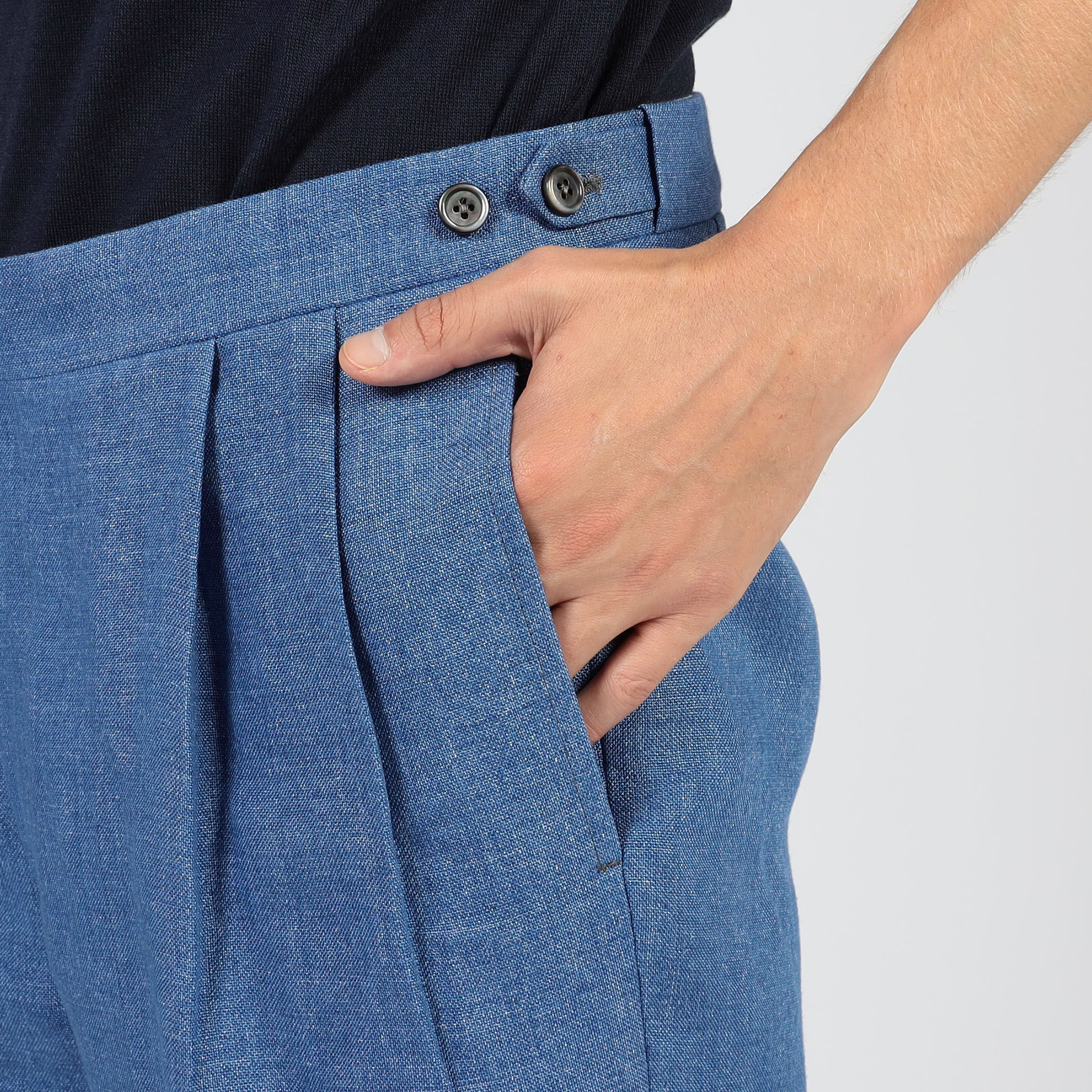 RICHARD MASCIANTONIO リネン サイドアジャスター 2プリーツワイド