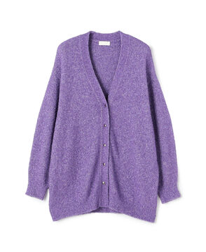 メタリックブークレー Vネックカーディガン
