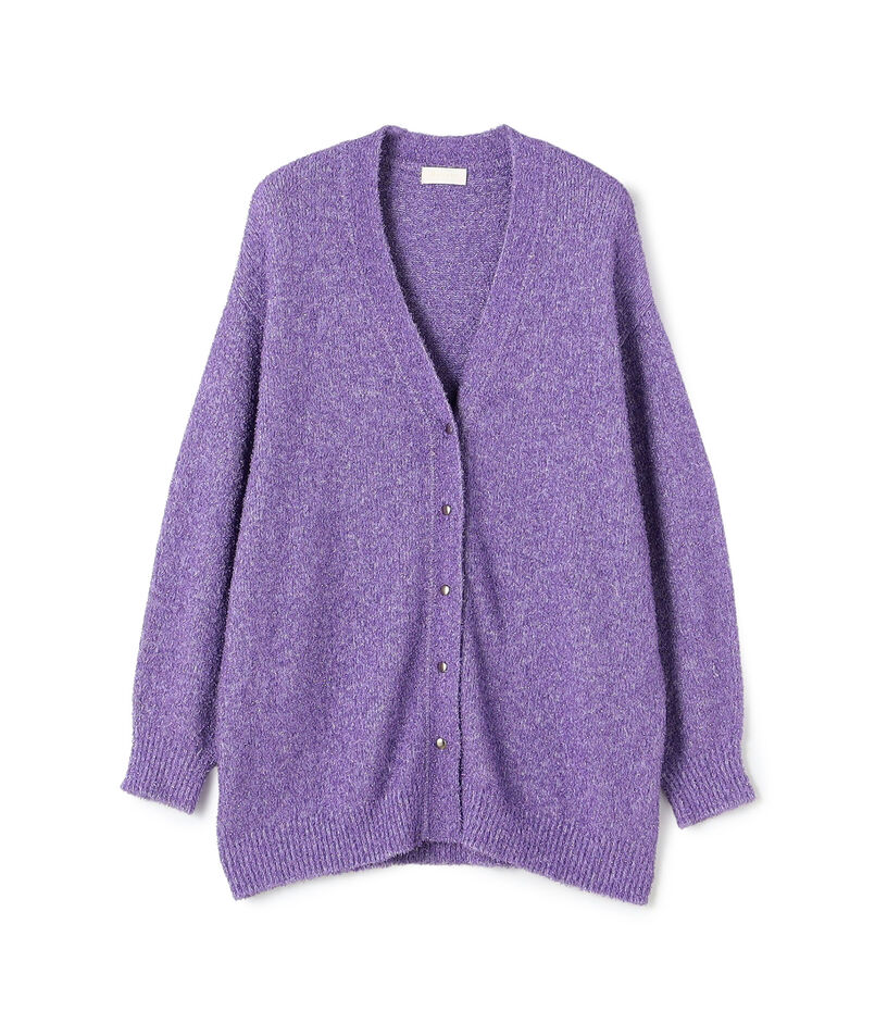 メタリックブークレー Vネックカーディガン