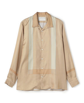 シルクツイル パネルプリント オープンカラーシャツ