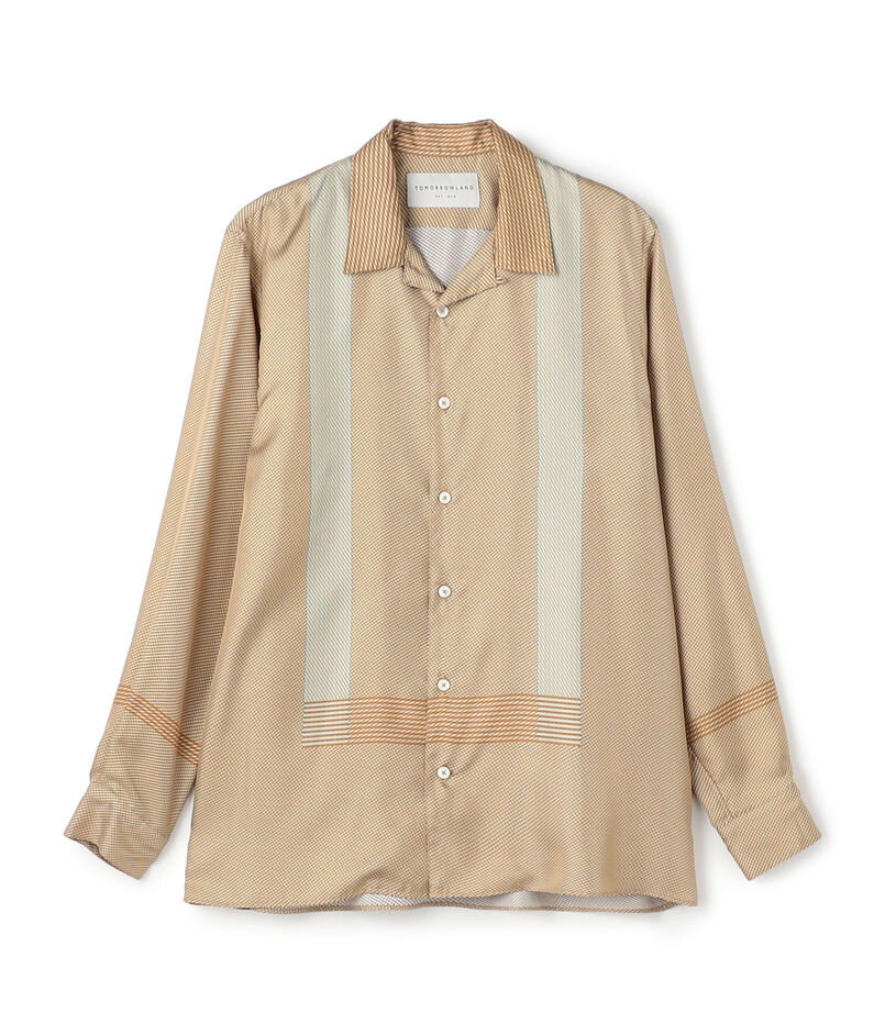 シルクツイル パネルプリント オープンカラーシャツ シルクツイル パネルプリント オープンカラーシャツ