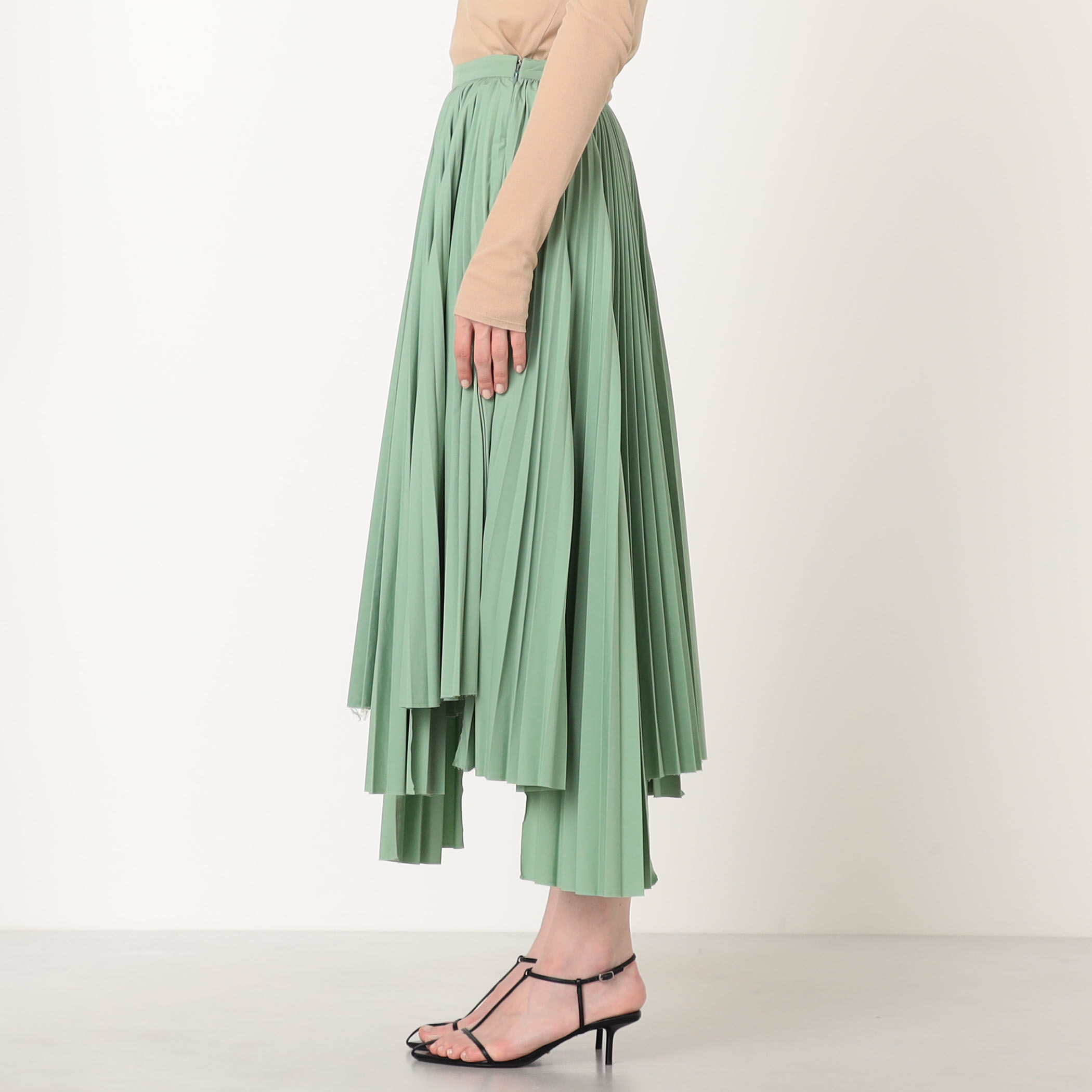 PLAN C PLEATED LONG SKIRT アシンメトリー プリーツスカート