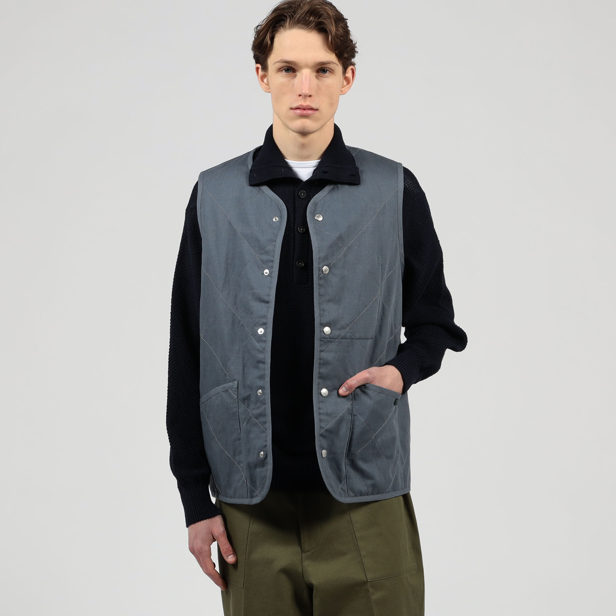 別注】LAVENHAM UNWADDED THORNHAM リネンコットン キルティングベスト