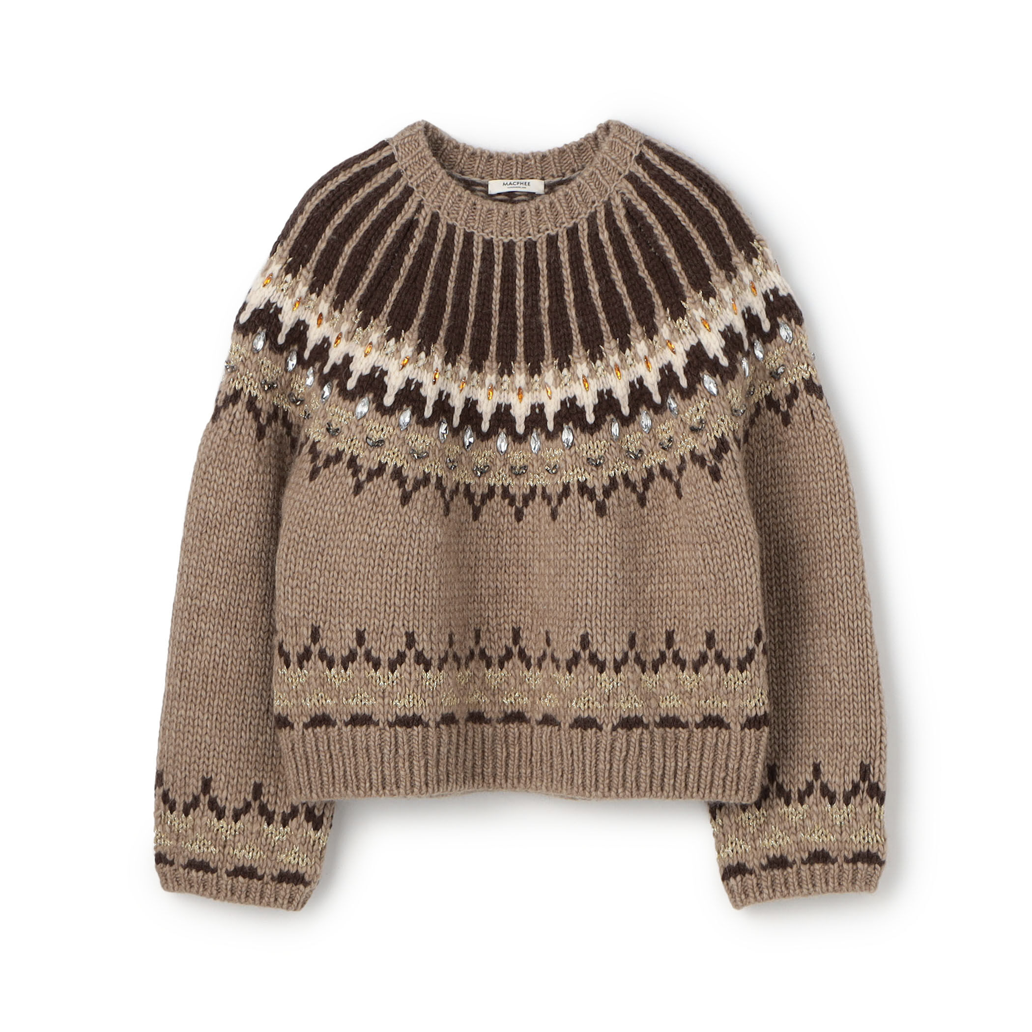 トゥモローランド マカフィー ビジュージャガードニット ベージュ 美品 ビジュージャカード クルーネックプルオーバー｜トゥモローランド 公式通販