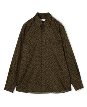 コットンツイル ペイズリープリント ダブルポケットレギュラーカラーシャツ