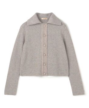 ラメウール フラットカラーニットカーディガン