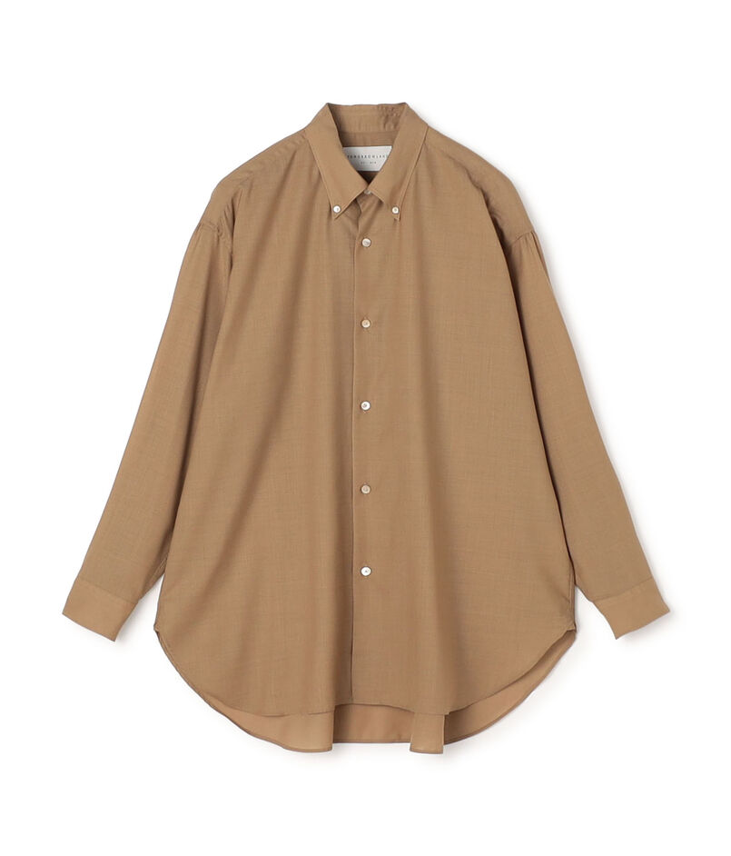 ウールポリエステルボイル ボタンダウンロングシャツ