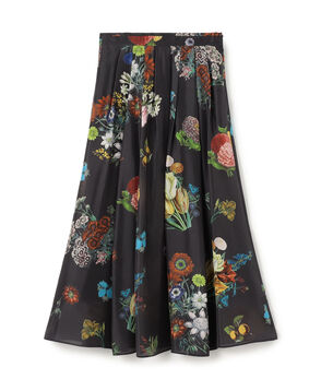 シルク BOUQUETプリント フレアスカート