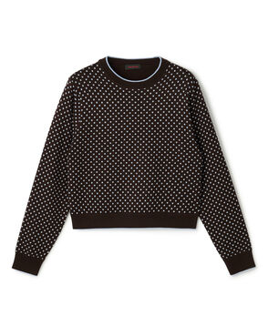 コットンカシミヤ ドットジャカードクルーネックプルオーバー