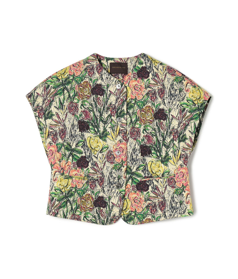 ビンテージフラワージャカード ワイドスリーブジレ