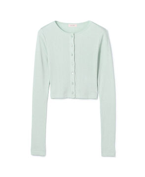 シルクコットンリブ クロップドカーディガン
