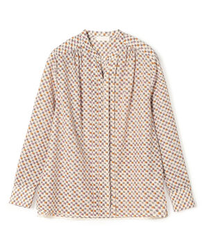 ミルフィープリント スキッパータックブラウス