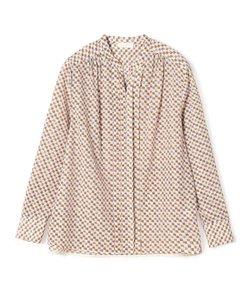 ミルフィープリント スキッパータックブラウス