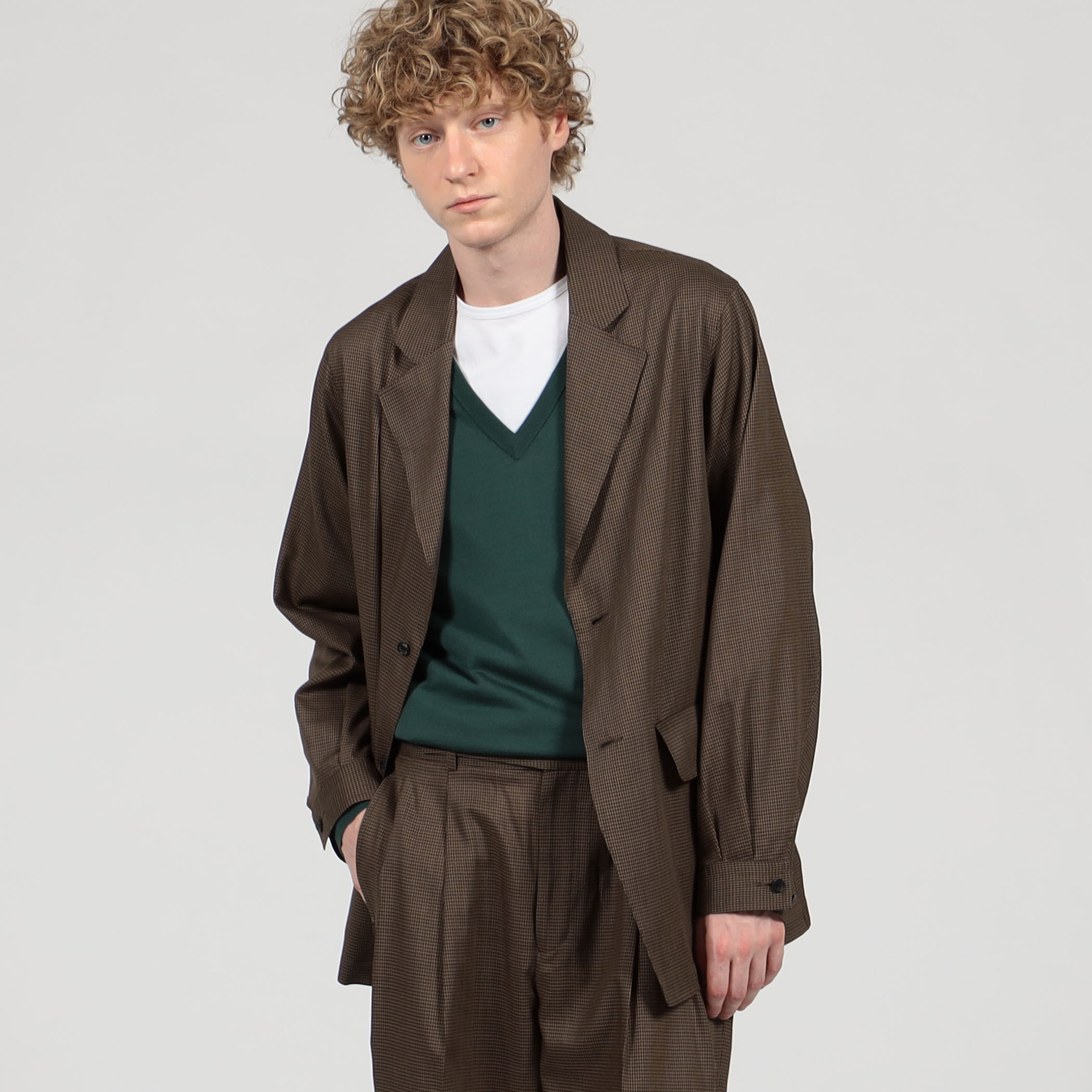 feelings 韓国　ウールジャケット グレンチェックテーラードジャケット【韓国ファッション】[品番