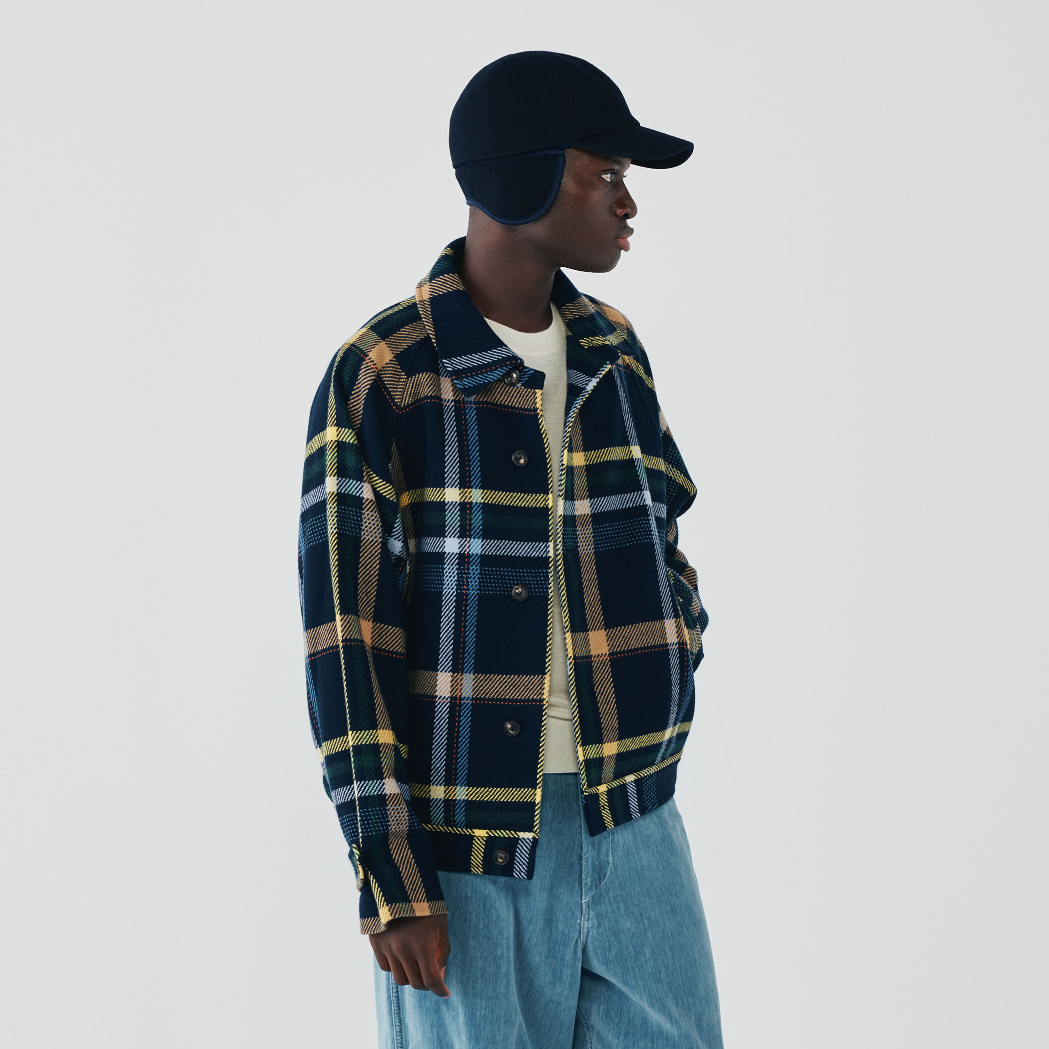 ウールカシミヤ パネルチェック ショートブルゾン｜トゥモローランド