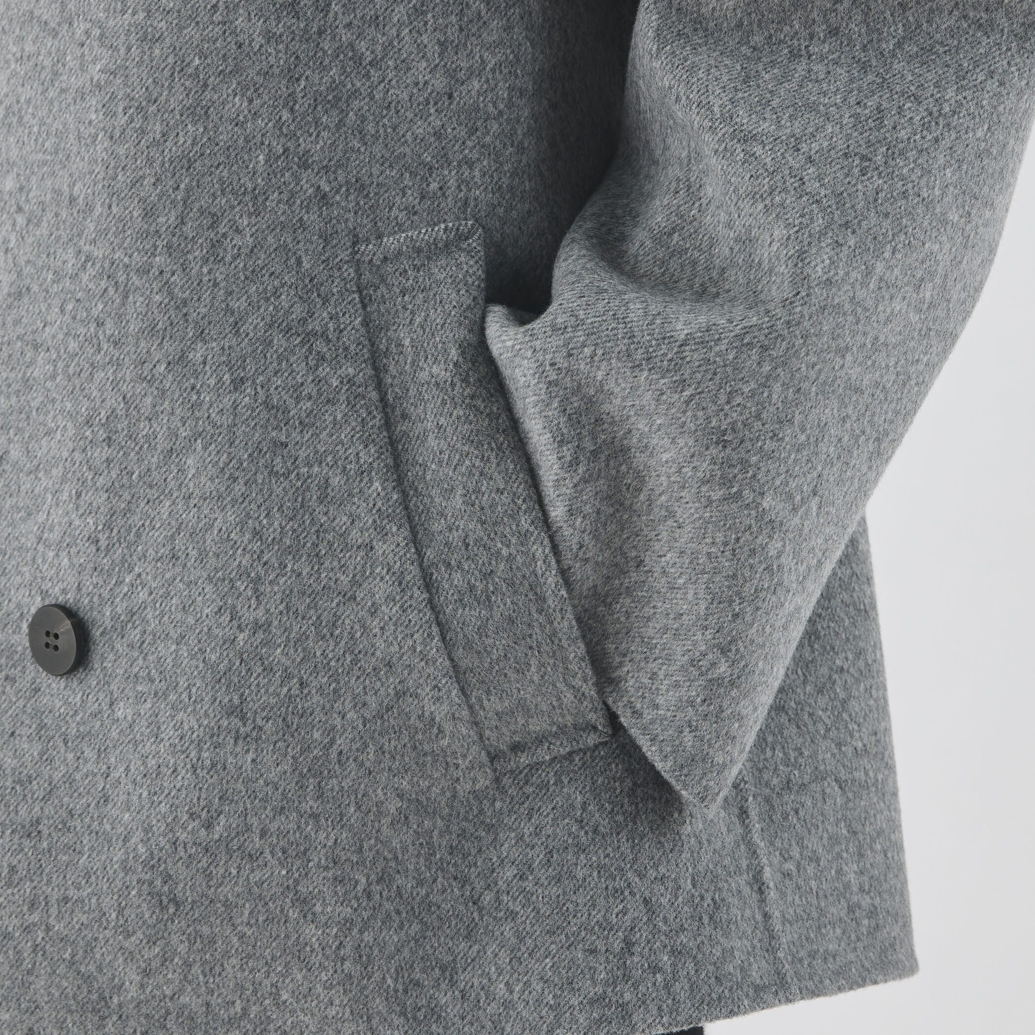 【値下げ】美品GALERIE VIEウールダブルフェイス ショートトレンチ ウールダブルフェイス カラーレス ショートトレンチコート