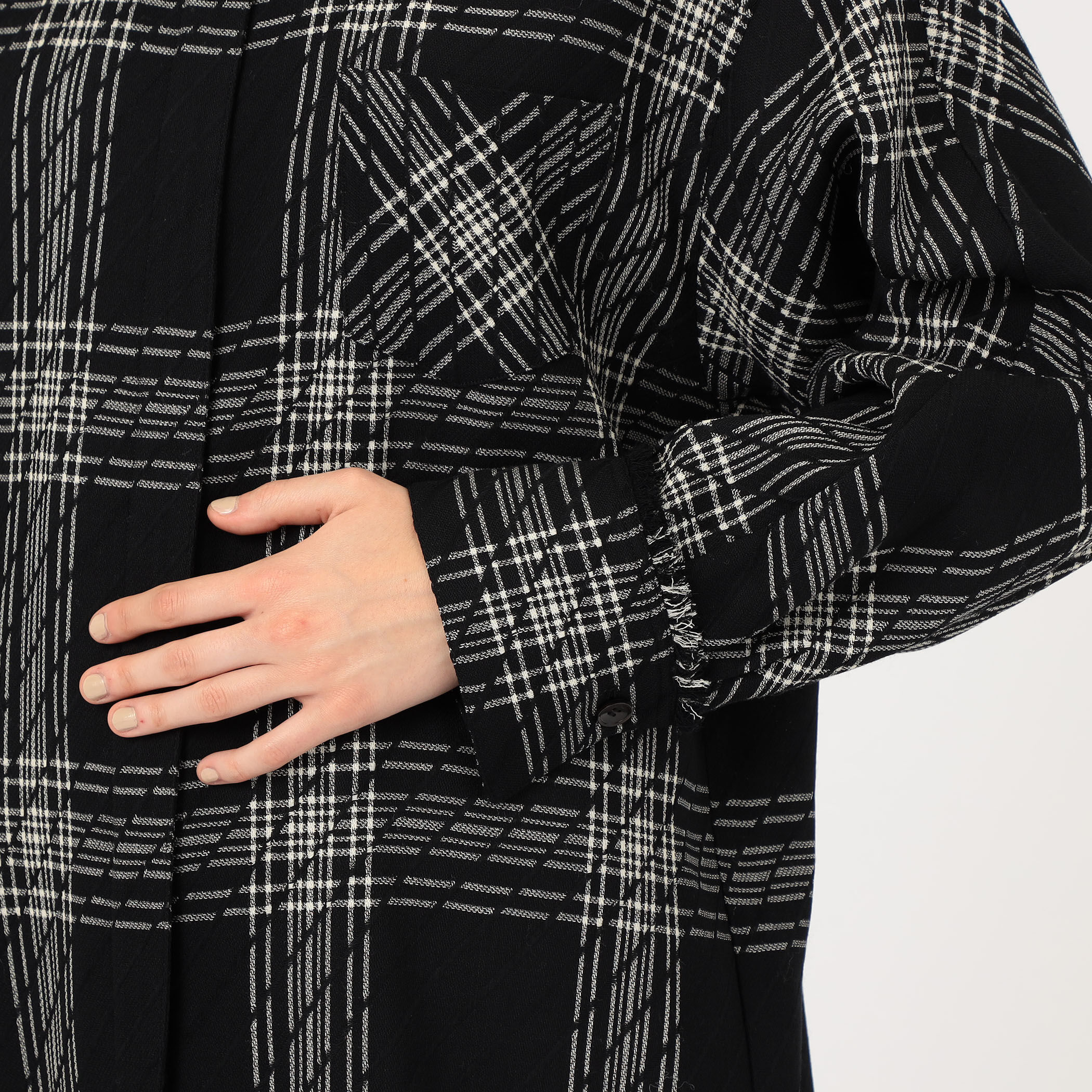 ハイツイストウールチェック スタンドカラーコート｜トゥモローランド