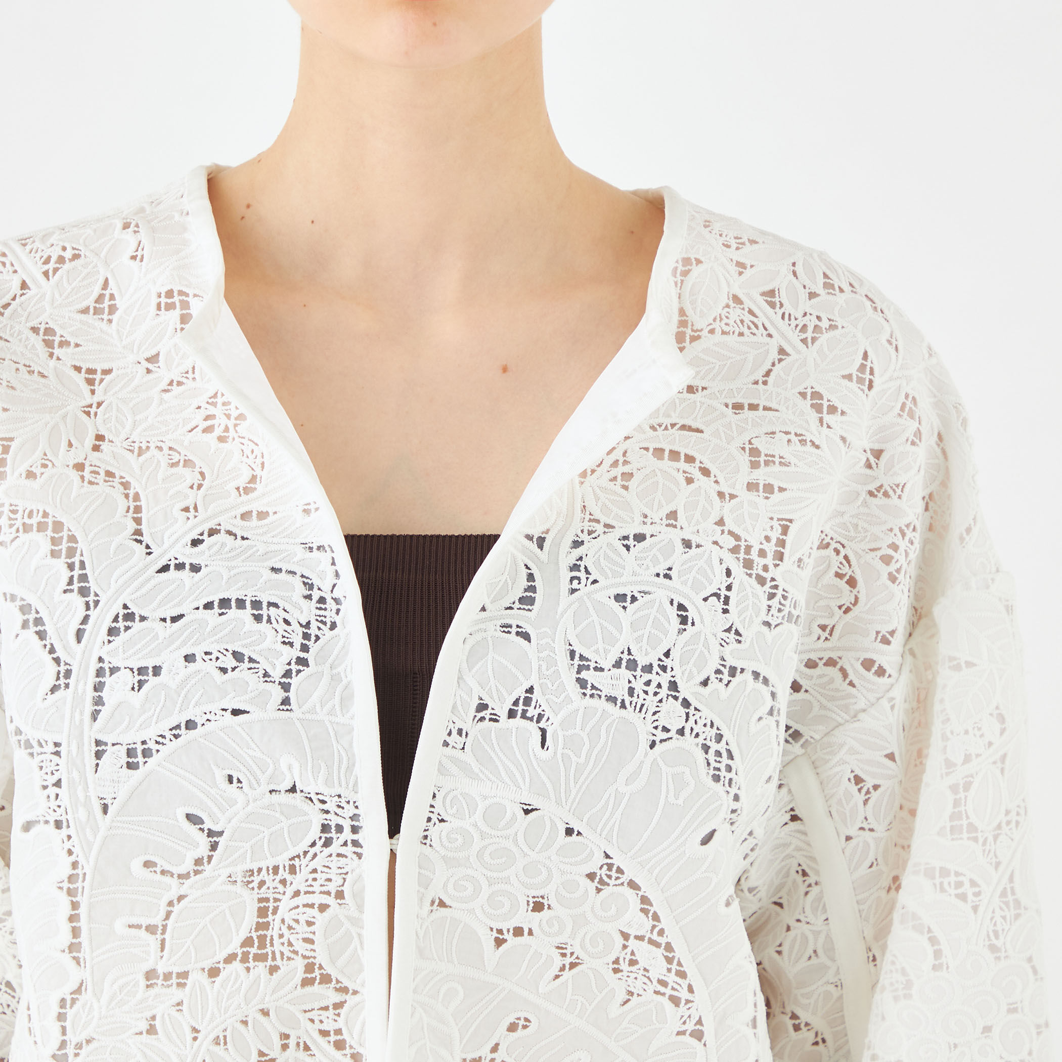 美品✨アナイ 24SS ブルゾン レース エンブロイダリー ノーカラー 白 M ANAYI｜レースブルゾン | Rakuten Fashion(楽天ファッション／旧楽天