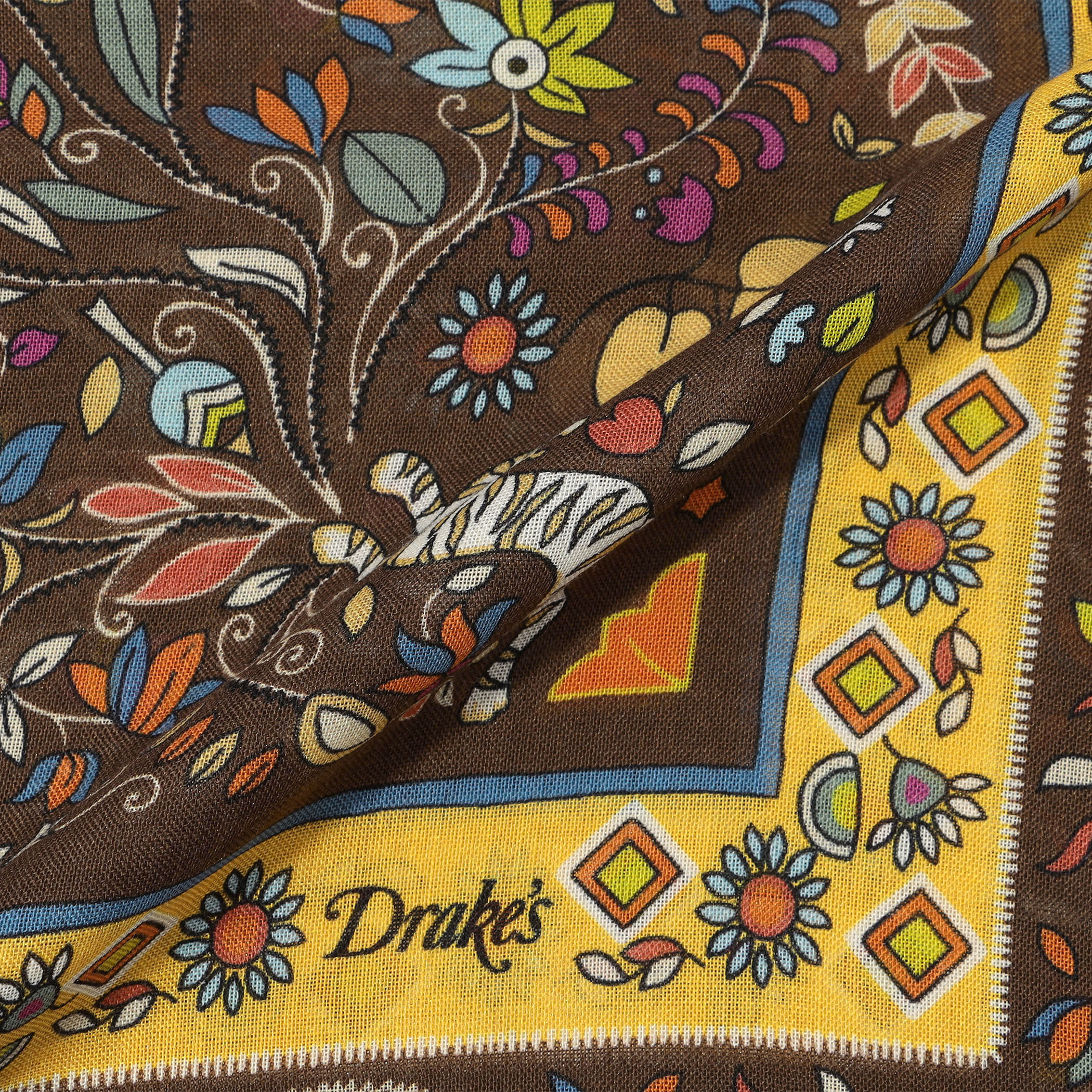 Drake's TIGER GARDEN PRINTED SCARF ウールシルクプリントスカーフ