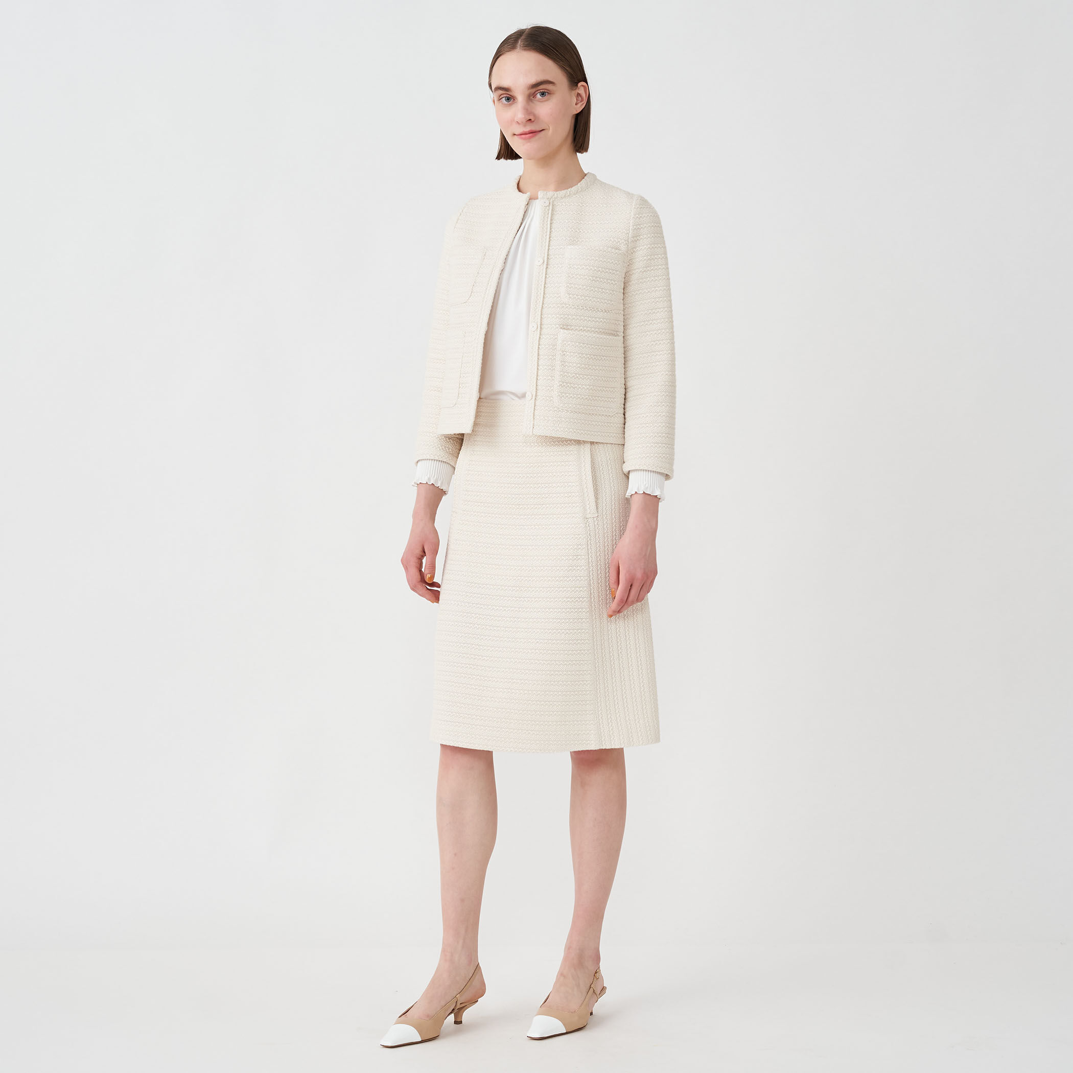 美品 ボールジィ 上質 ギマラッセル ノーカラージャケット 36 ネイビー Ballsey ギマラッセル ノーカラージャケット ネイビー 36 - メルカリ