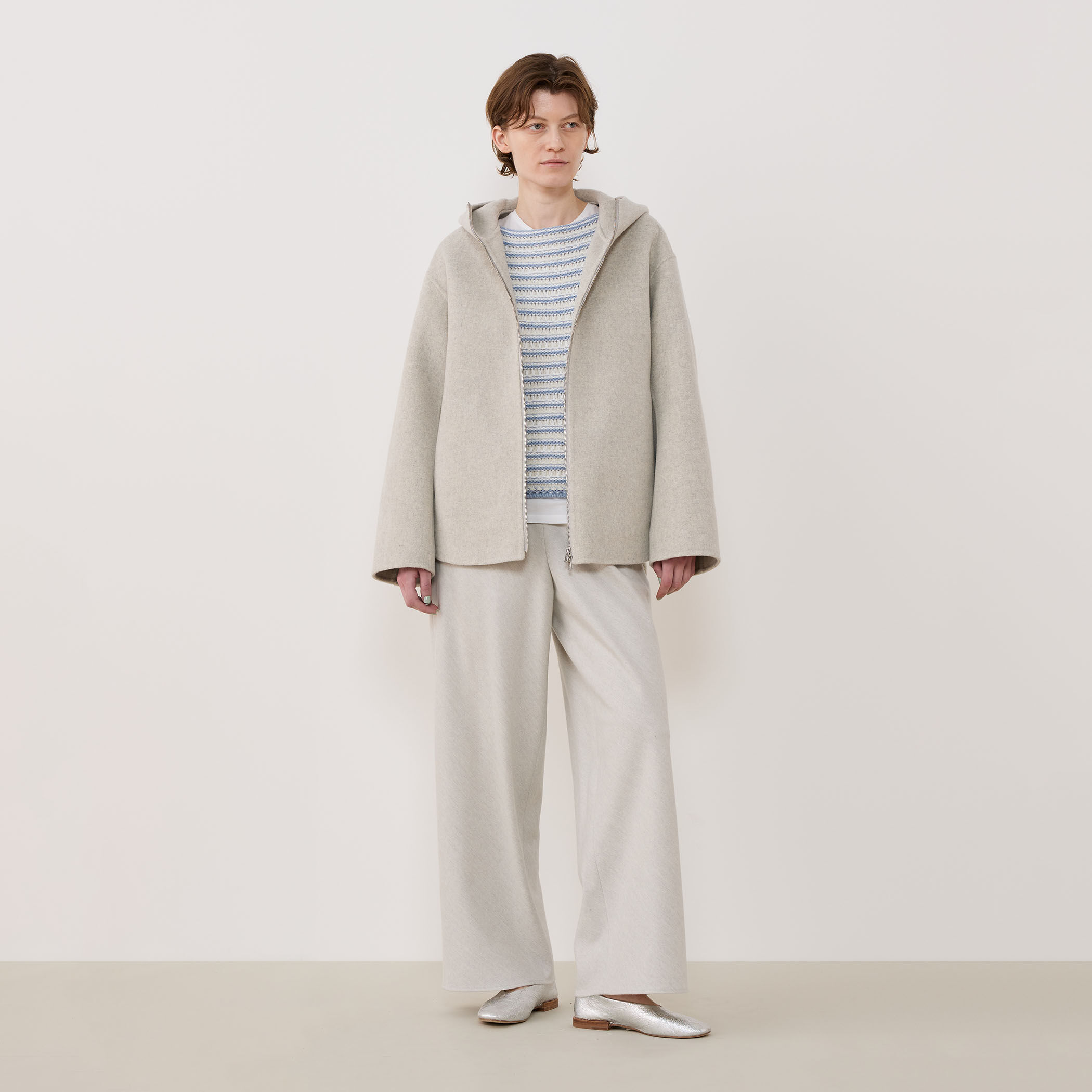 ウールカシミヤダブルフェイス フーデッドショートコート