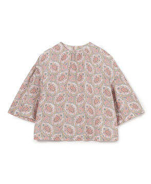 コットンシルクプリント プルオーバーブラウス