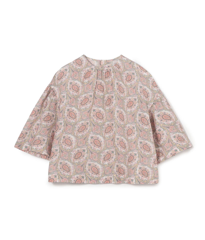 コットンシルクプリント プルオーバーブラウス