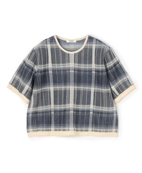 シアーチェック ハーフスリーブプルオーバー