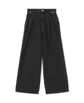 コットンデニム タックワイドパンツ