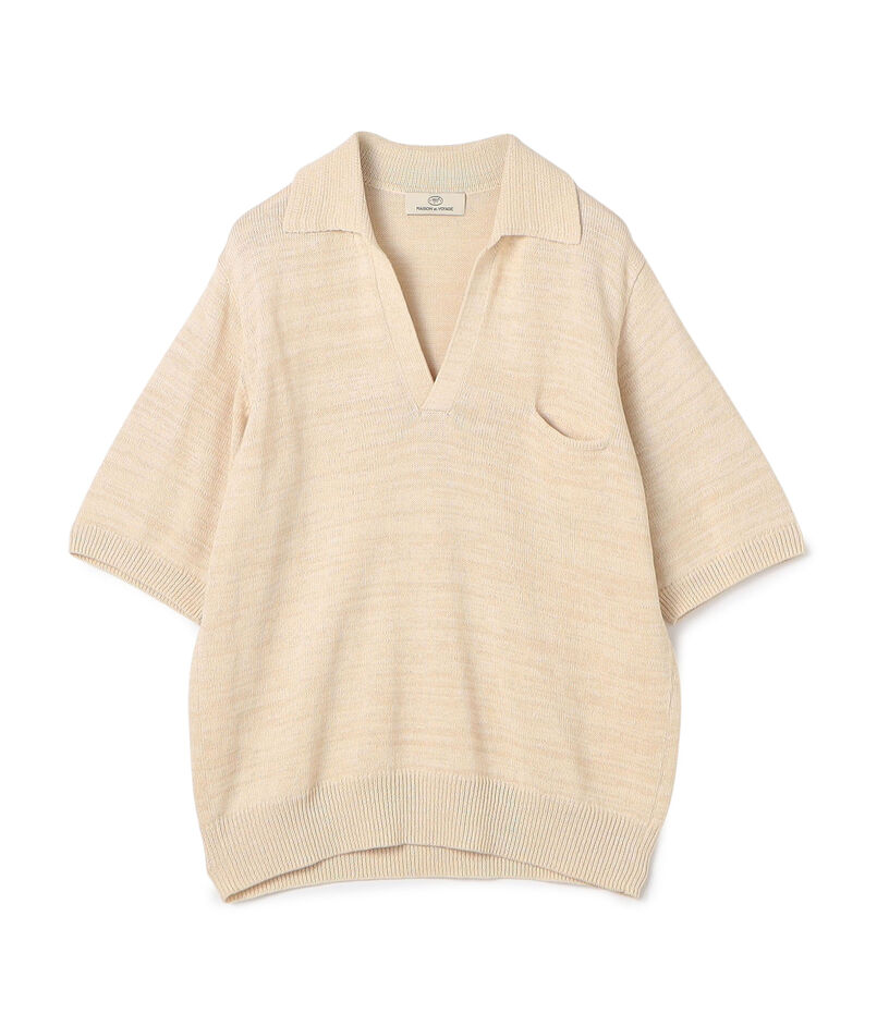 レーヨンコットンペーパー スキッパープルオーバーニット