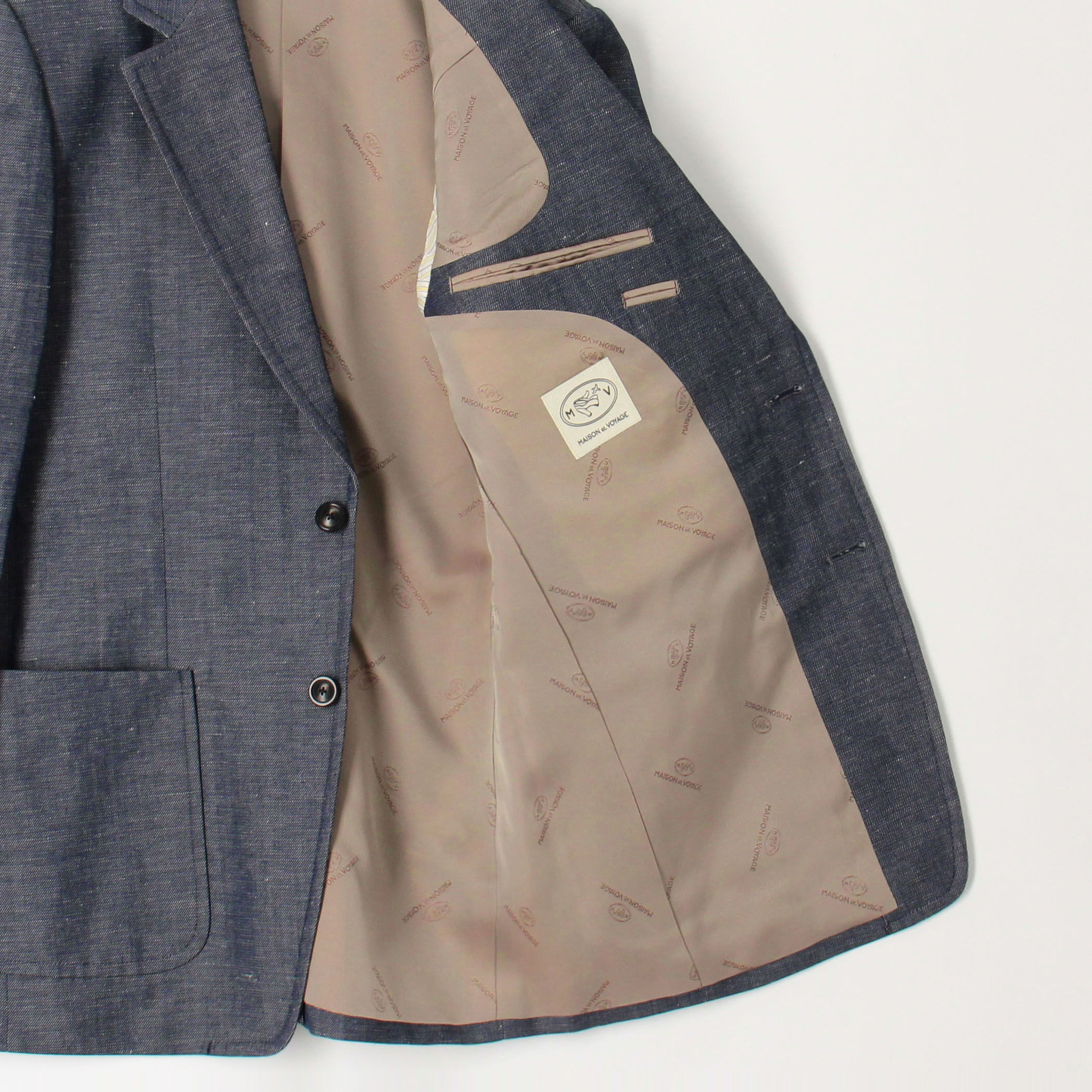 ウールリネン シングルブレステッド2Bジャケット DORMEUIL