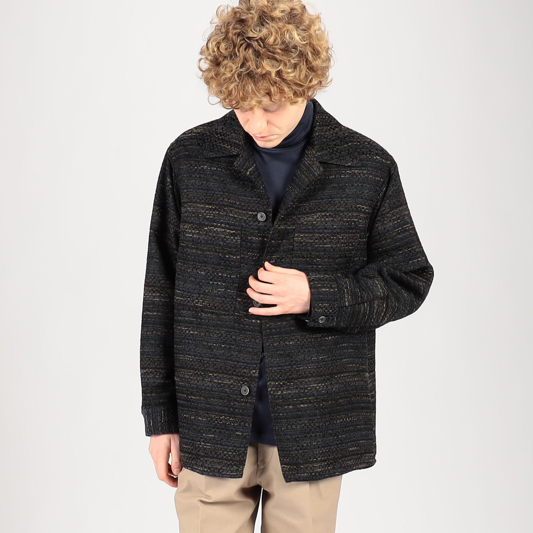 ミックスツイード ダブルポケットシャツブルゾン｜トゥモローランド