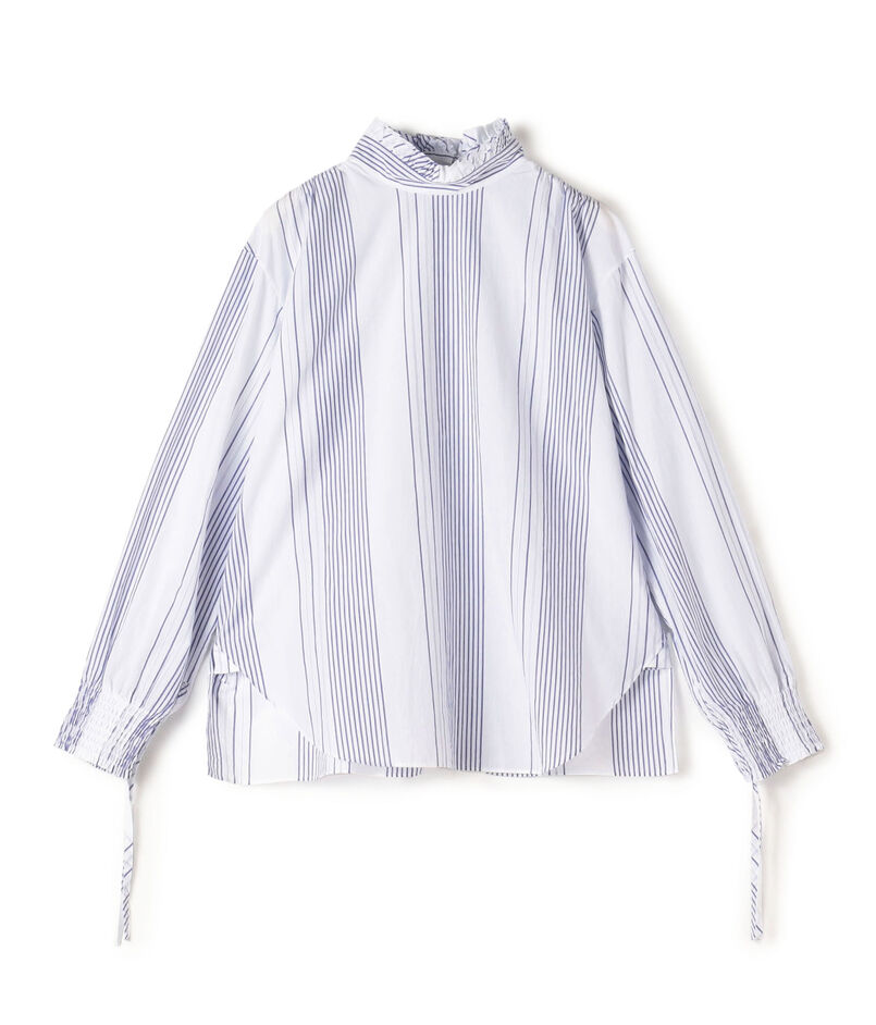 ■コットン スタンドネックフリルシャツ