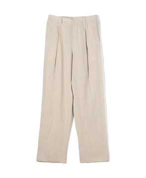 リネンアムンゼンストライプ 1プリーツテーパード ペグトップパンツ