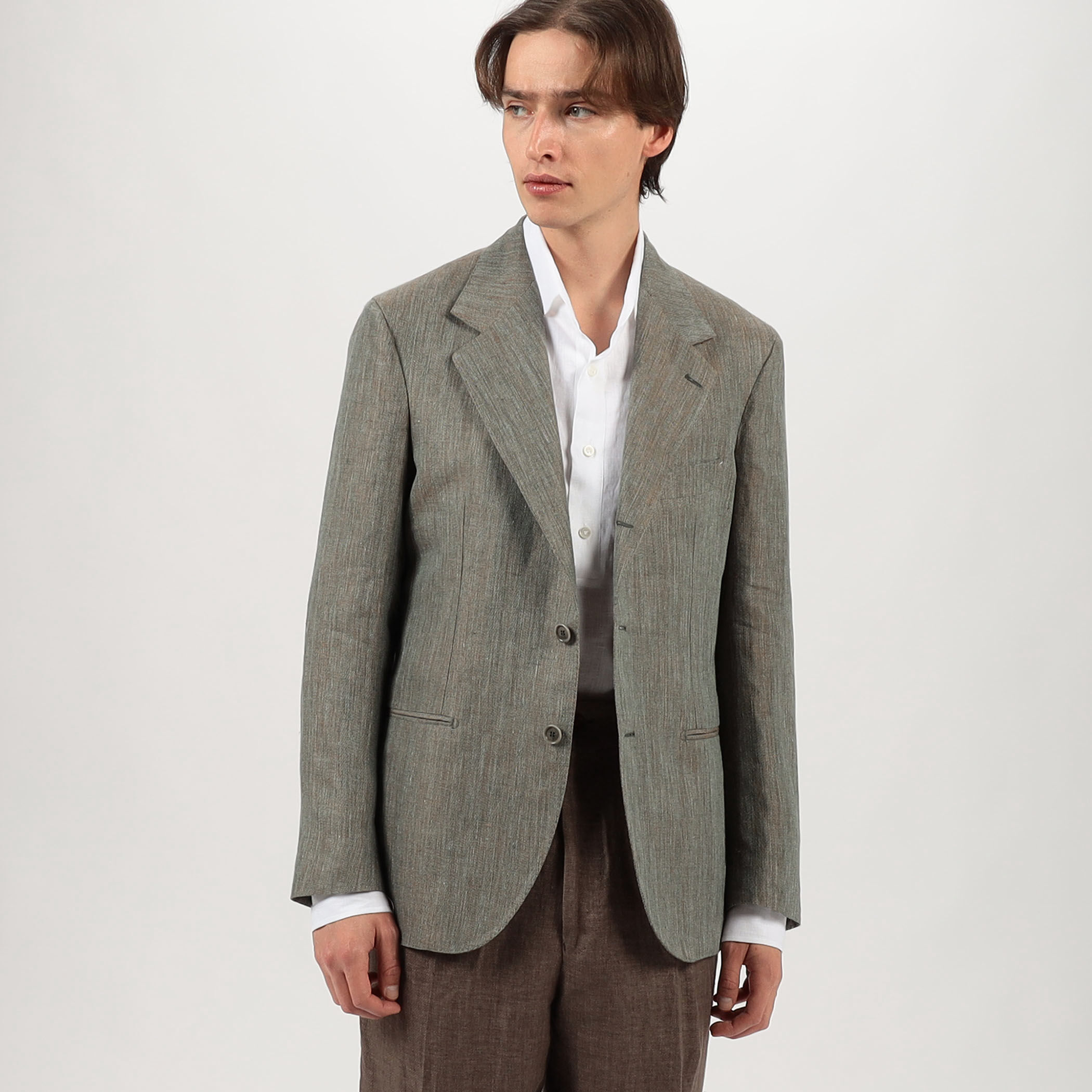別注】De Petrillo CUMA リネンヘリンボーン シングルブレステッド3B