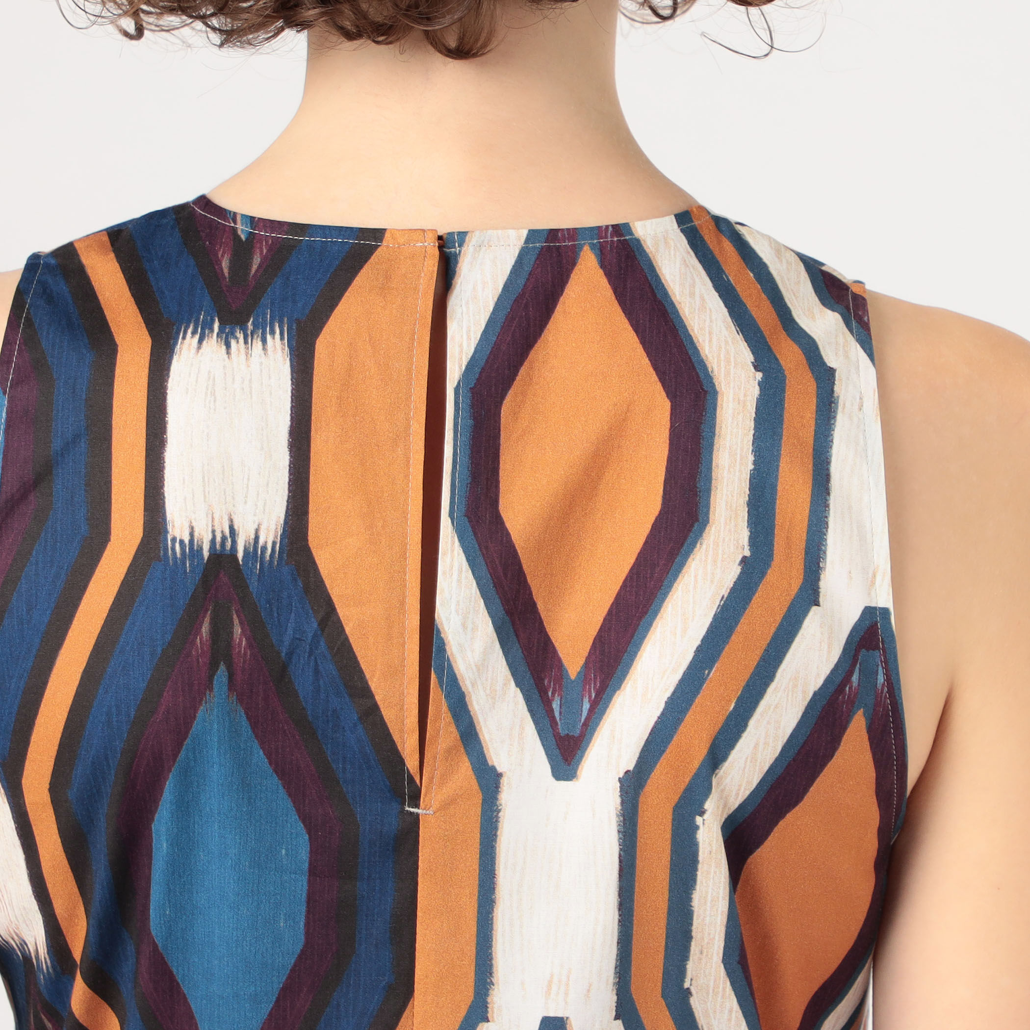 □コットンストレッチ トライバルプリントロングワンピース